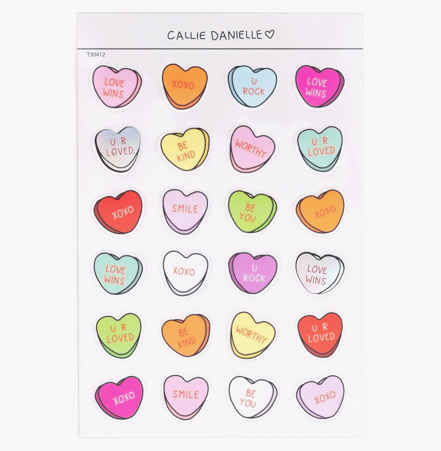 Candy Hearts Clear Sticker Sheet