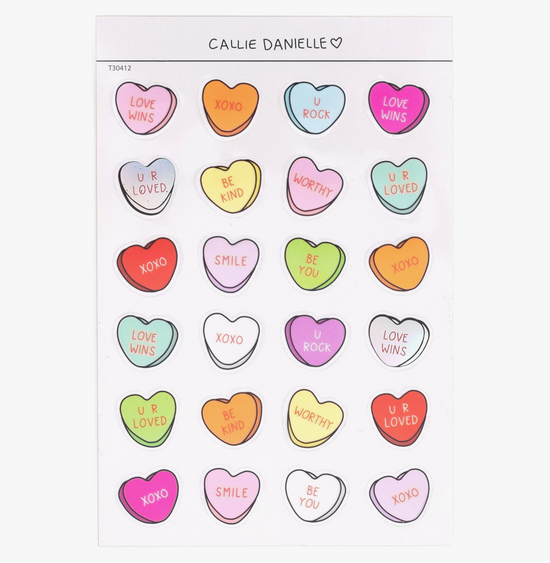 Candy Hearts Clear Sticker Sheet