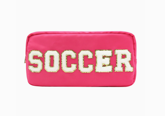 Nylon Cosmetic Bag Pink Soccer Chenille