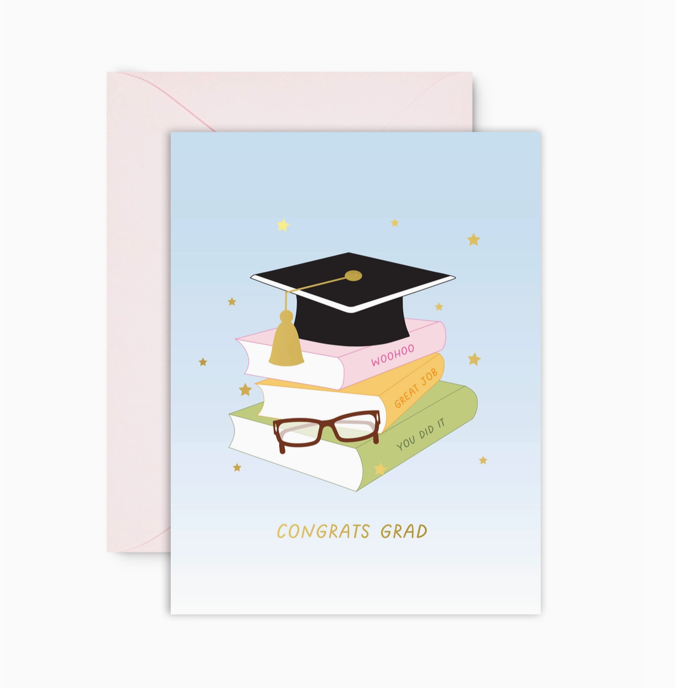Congrats Grad Book Stack Graduation Card
