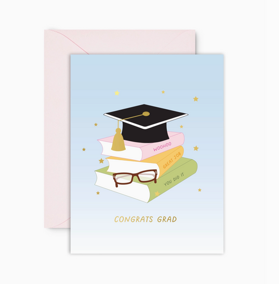 Congrats Grad Book Stack Graduation Card