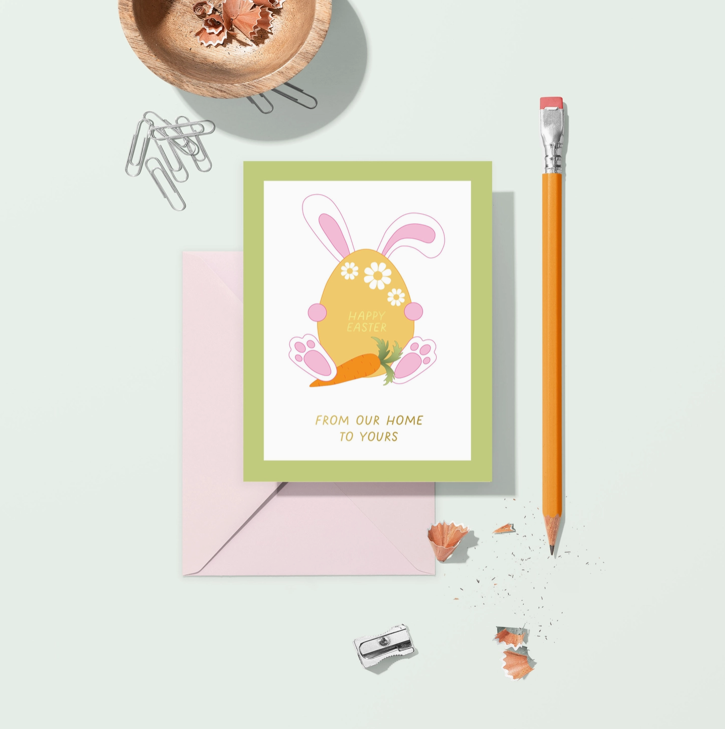 Happy Easter Card with Egg and Bunny