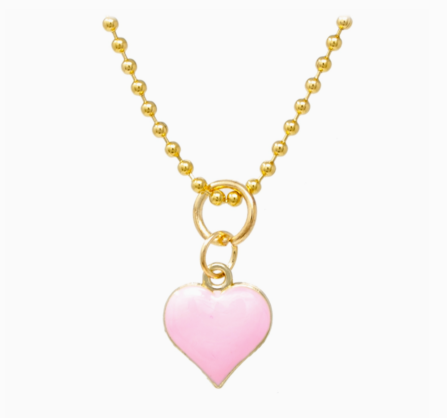Pink Heart Gold Charm Necklace By Zomi Gems