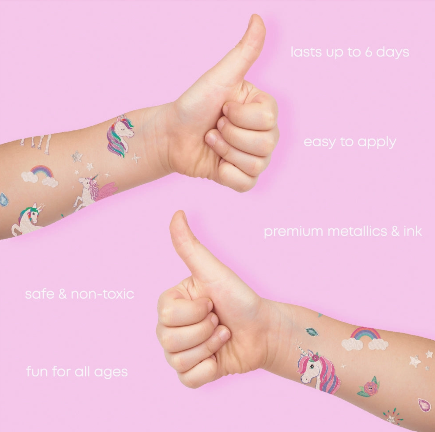 Unicorns | Kids Metallic Temporary Tattoo Sticker