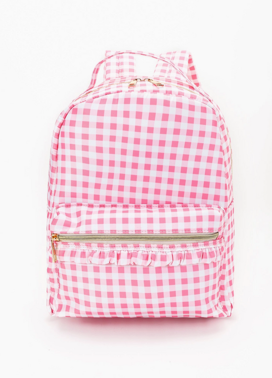 Plaid Ruffle Backpack - Pink