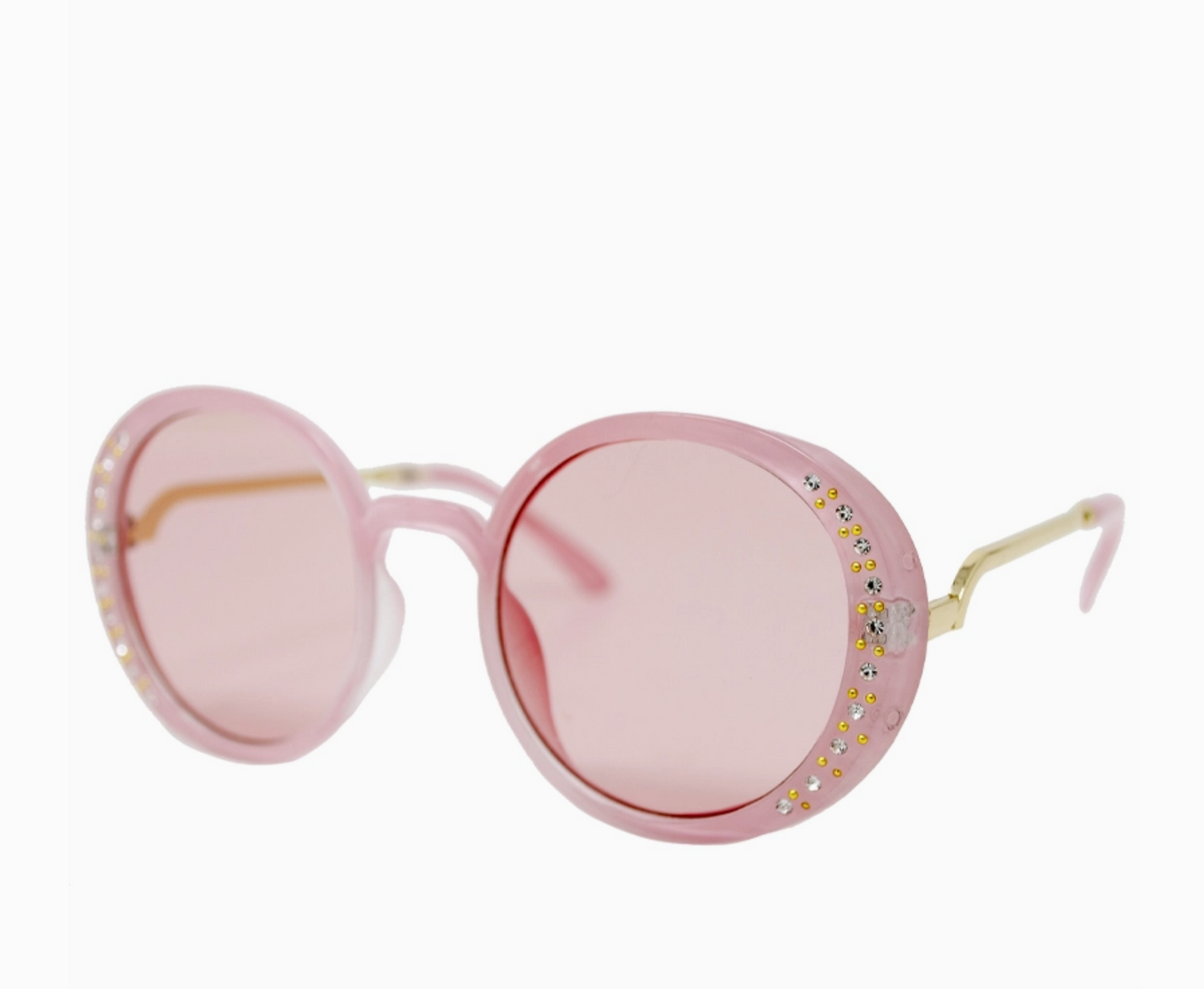 Pink Round Crystal Sunglasses