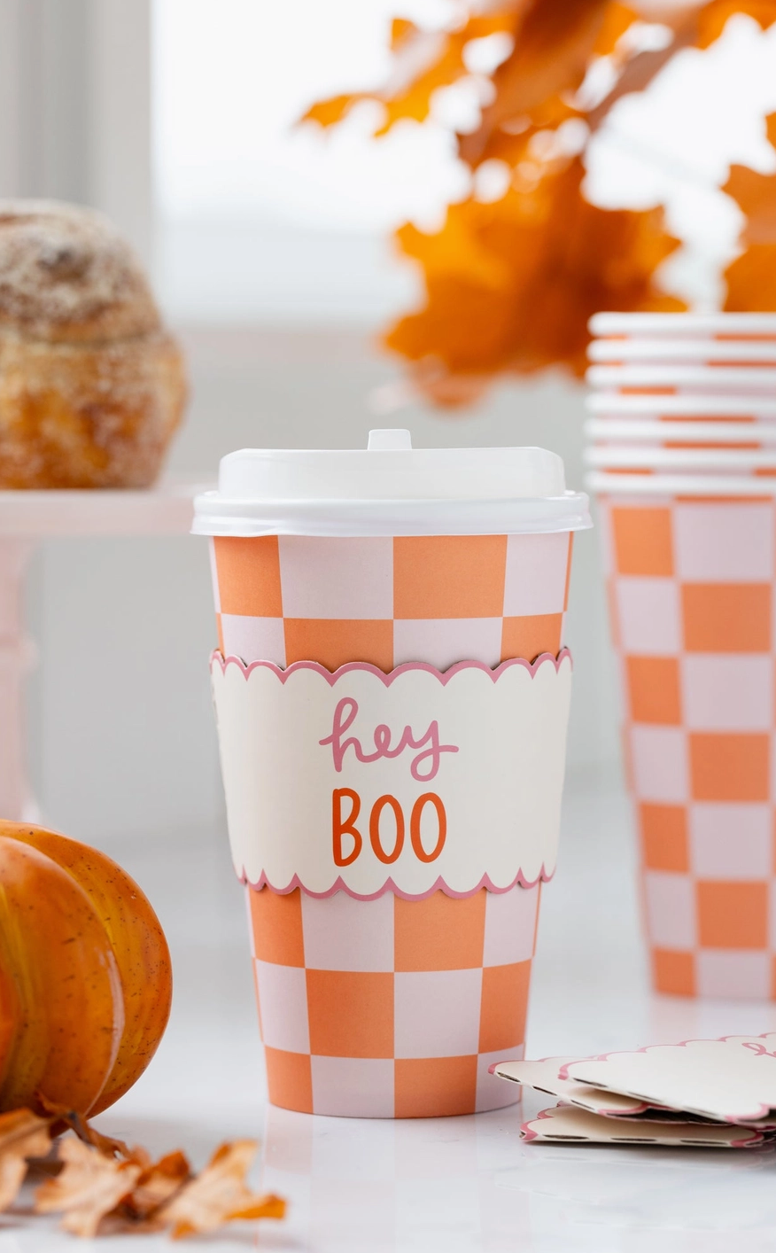 Pink Orange Checks To Go Cup