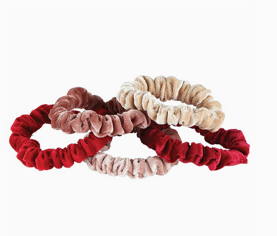 Velvet Scrunchie Present - Set of 5 - Blush