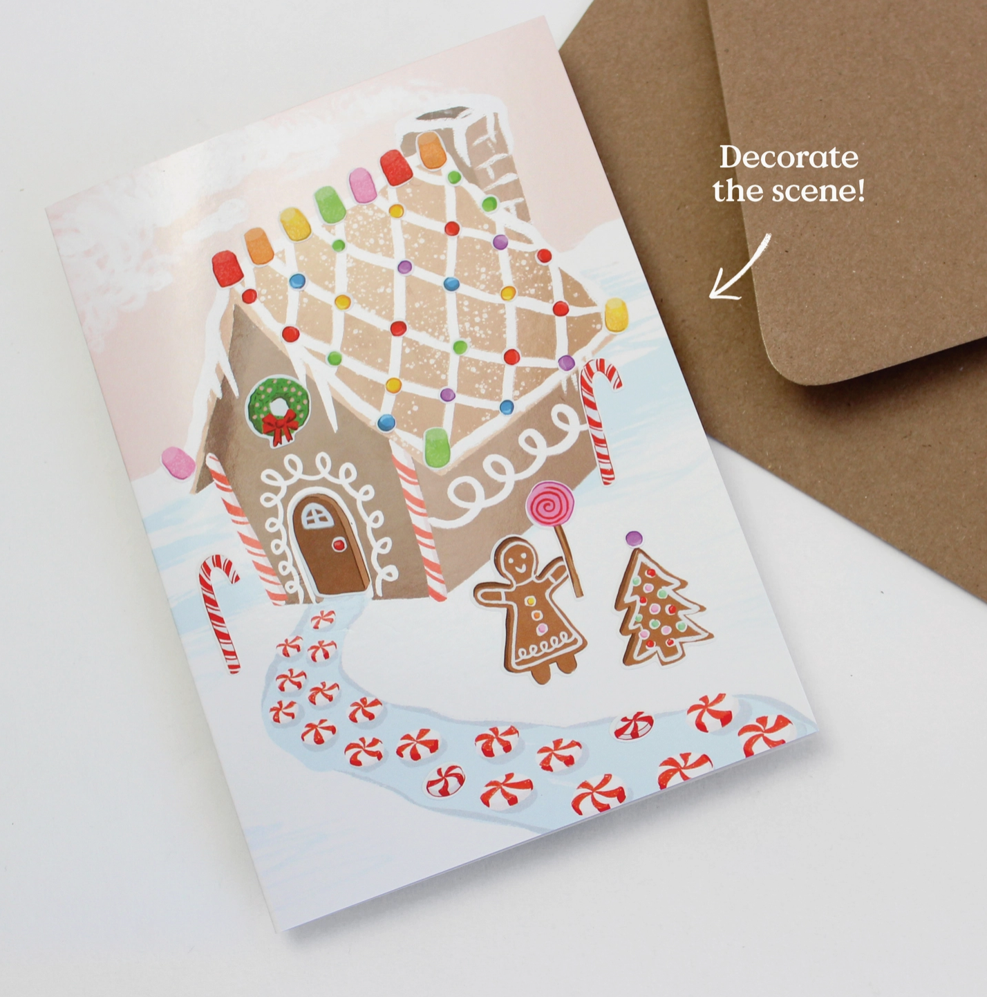 Sticker Scene Card - Gingerbread House