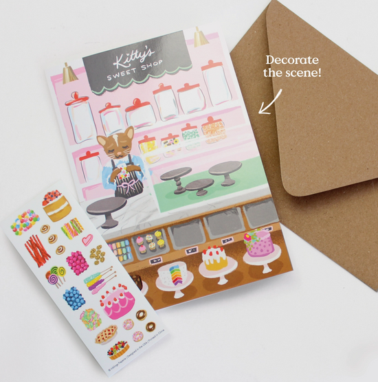 Sticker Scene Card - Sweet Shop