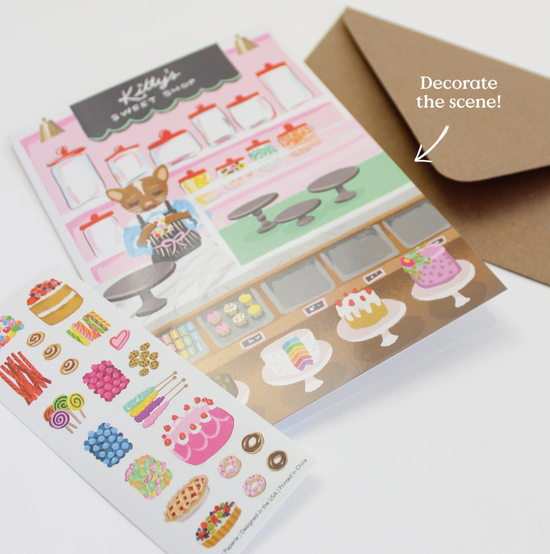 Sticker Scene Card - Sweet Shop