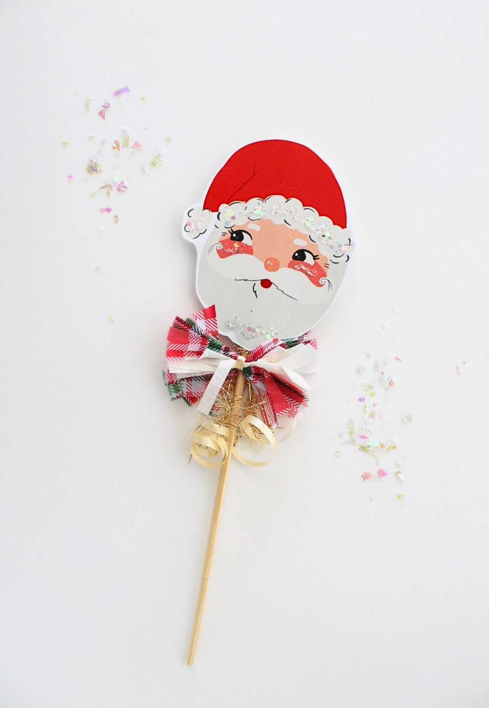 Vintage Santa Embellished Christmas Party Wand Decoration