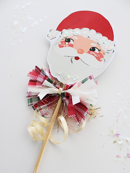 Vintage Santa Embellished Christmas Party Wand Decoration