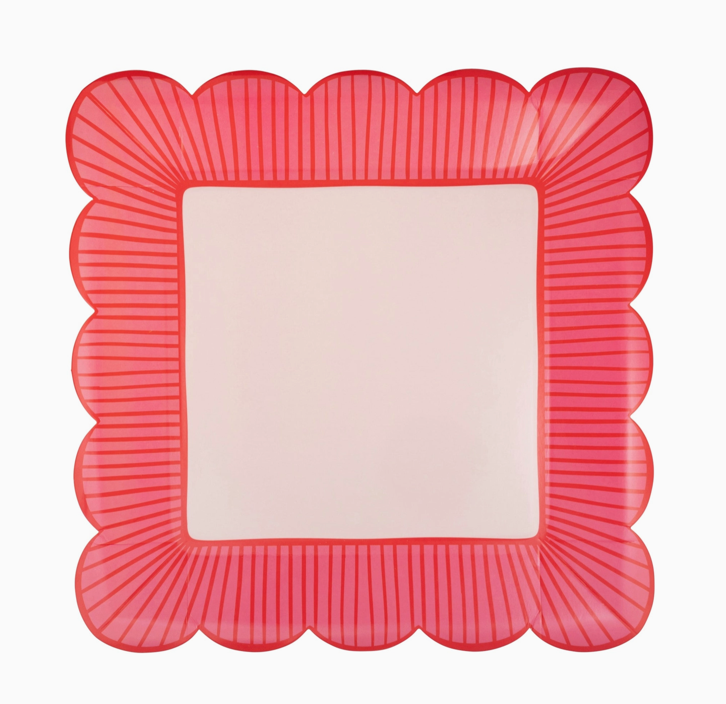 Striped Edge Scalloped Square Plate