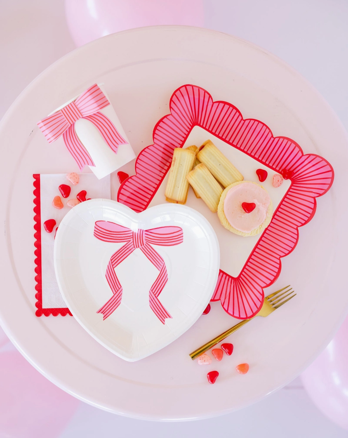 Striped Edge Scalloped Square Plate