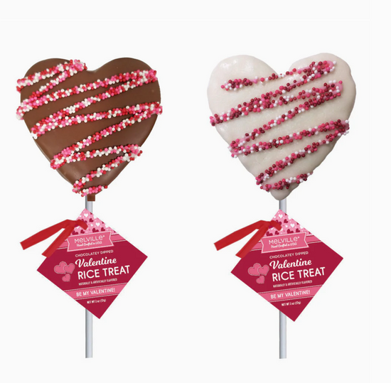 Chocolate Drizzle Heart Shaped Rice Treat Pops