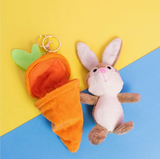 Peek-A-Boo Bunny Carrot Keychain