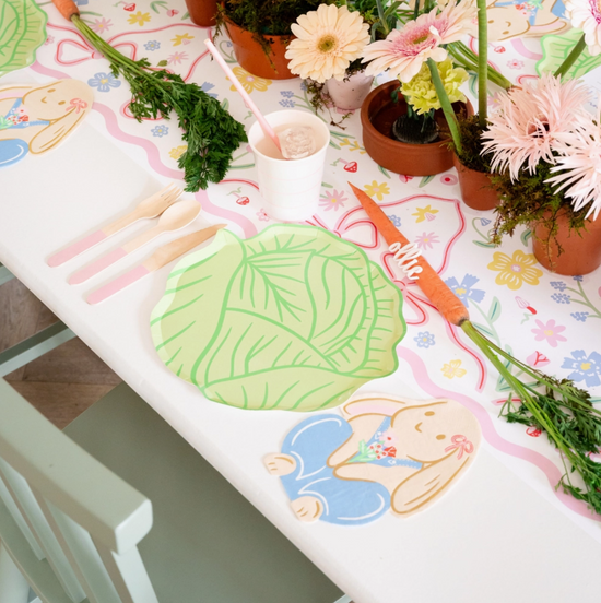 Load image into Gallery viewer, Bunnies in the Garden Cabbage Large Plates
