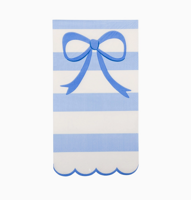 Blue Stripe Bow Scallop Guest Napkin