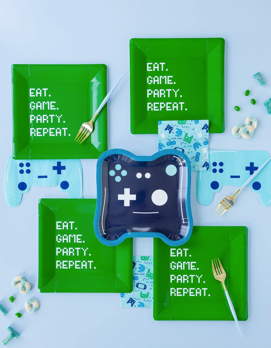 Eat Game Party Square Paper Plate