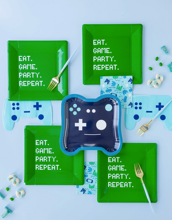 Eat Game Party Square Paper Plate
