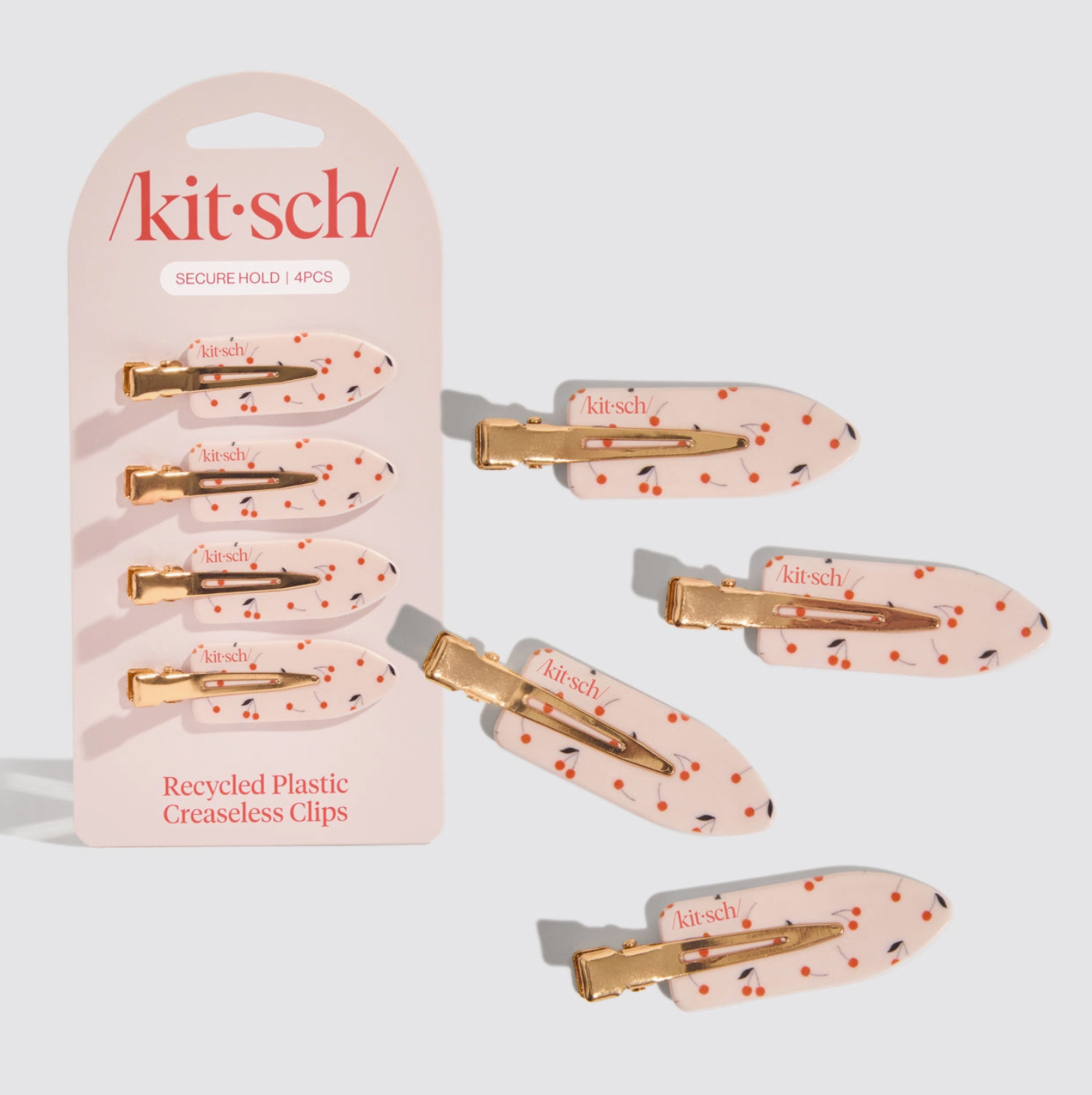 Recycled Plastic Creaseless Clips 4pc Set- Cherry Print