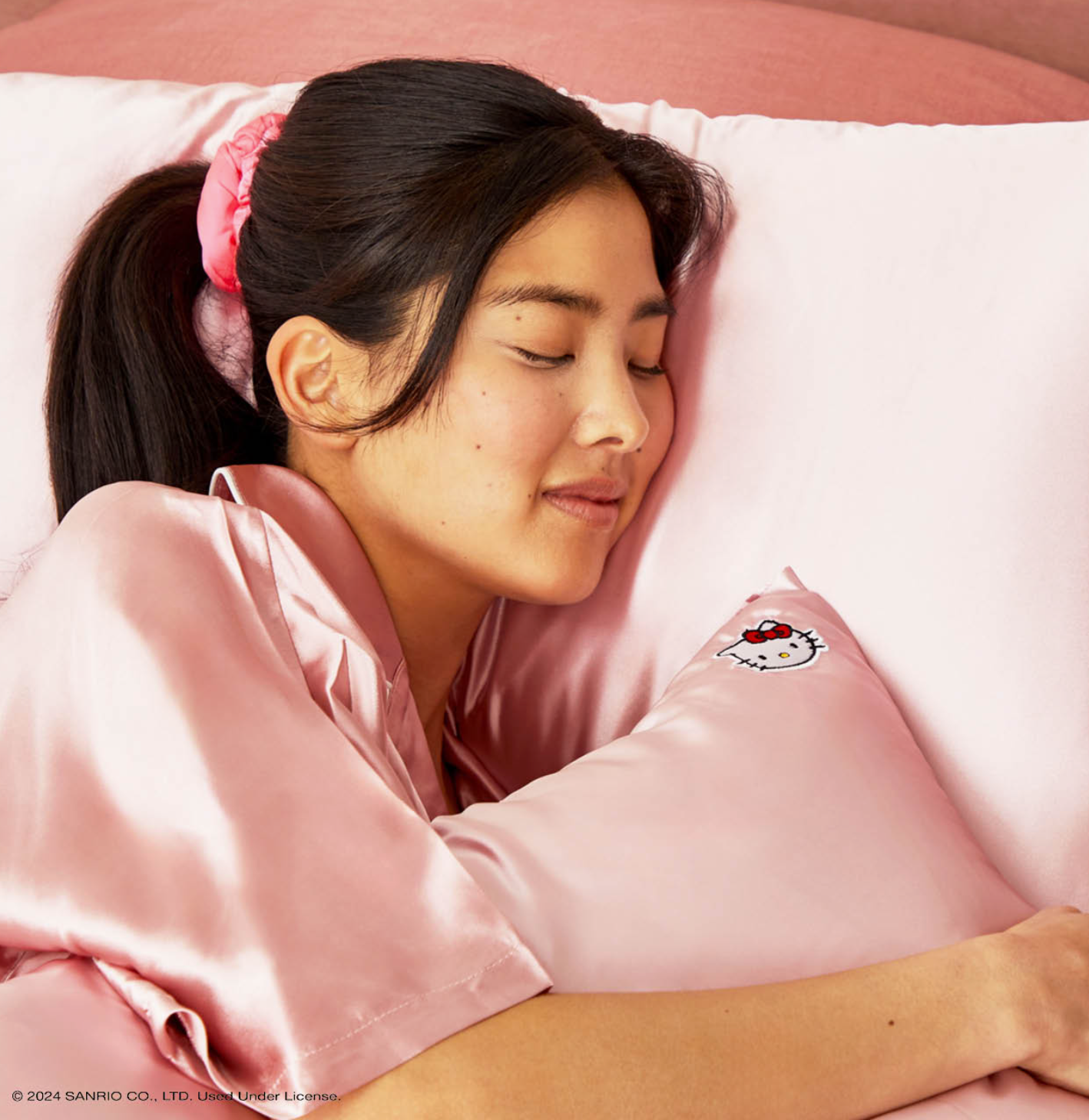 Hello Kitty X Kitsch Pillowcase - Solid Pink Kitty Face