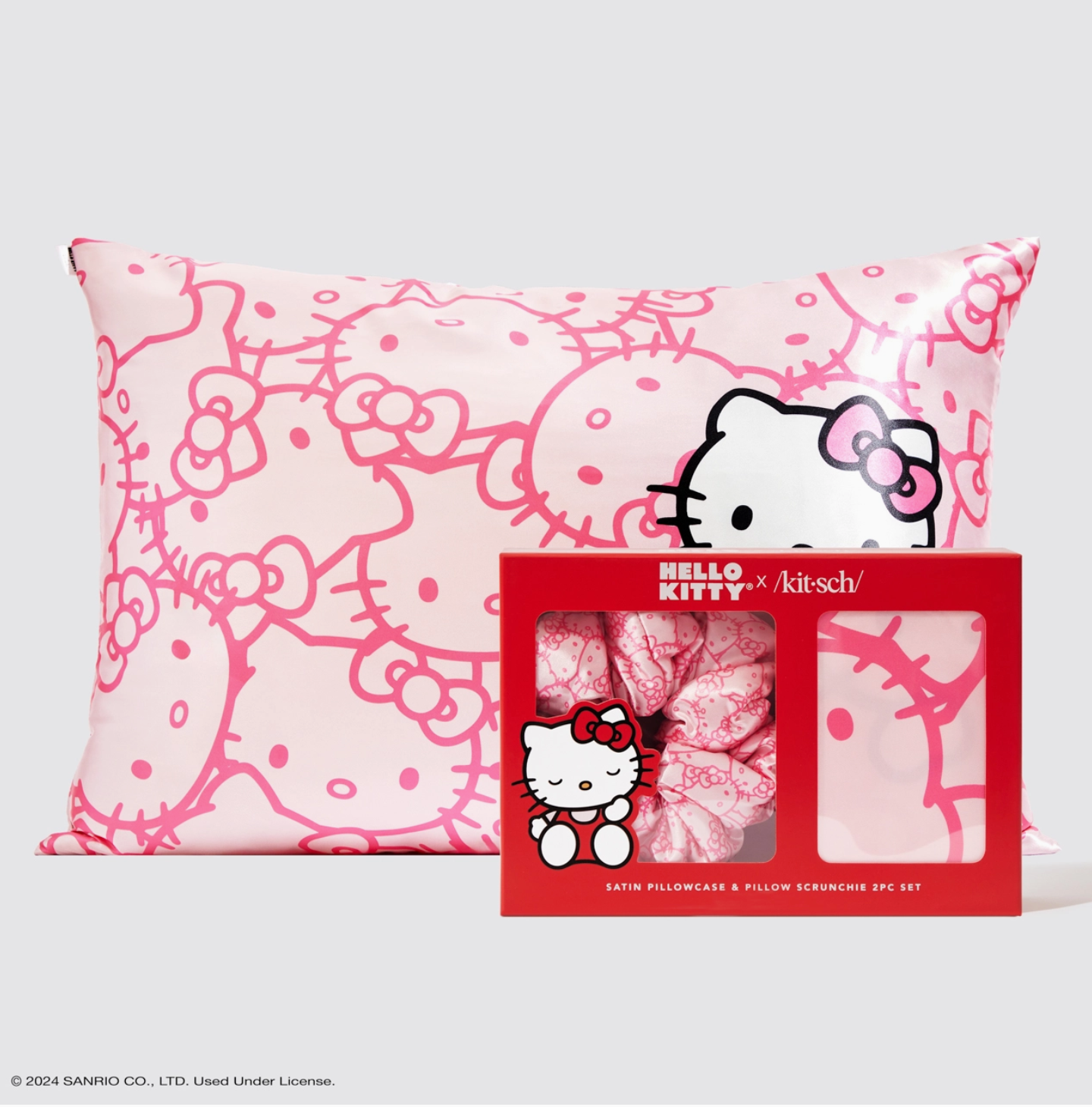 Hello Kitty X Kitsch Satin Pillowcase & Pillow Scrunchie Set