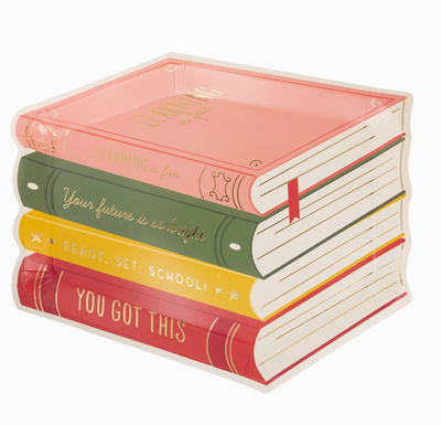 Stack of Books Paper Plate