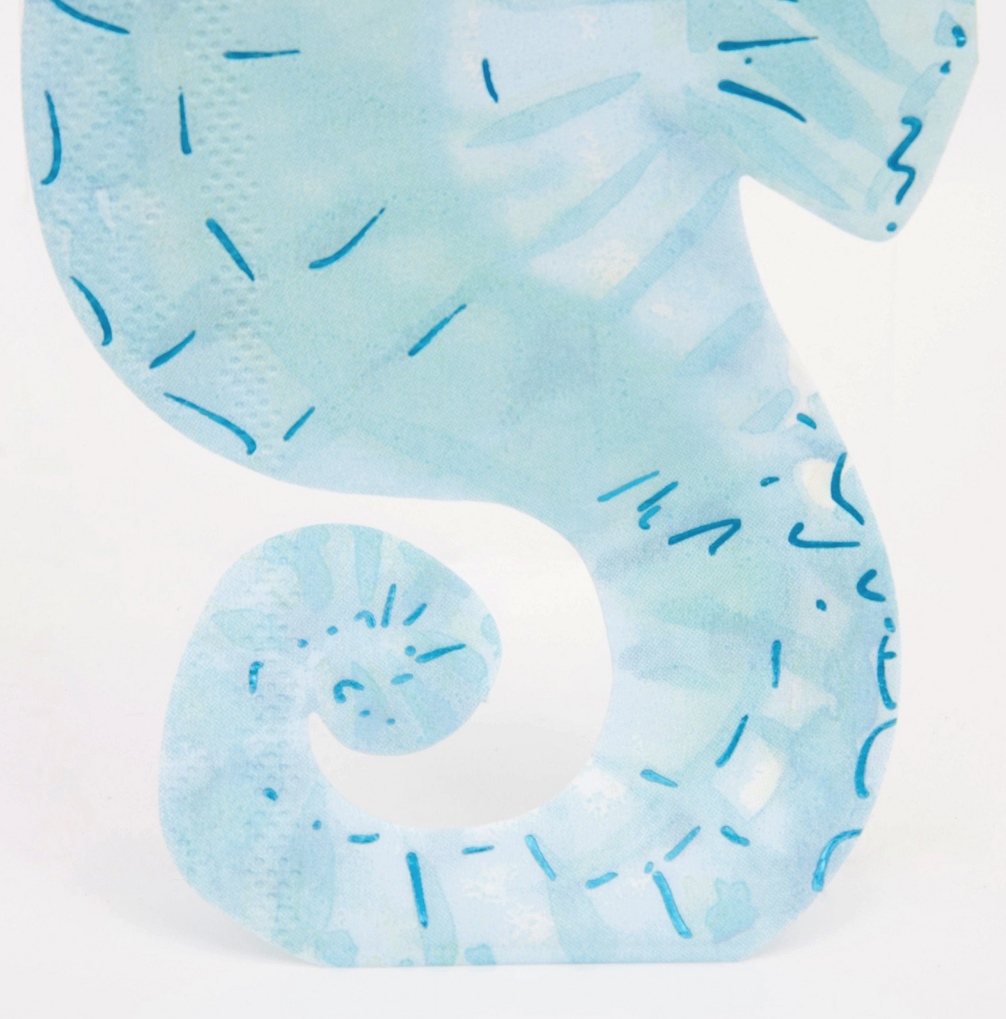 Blue inflatable pool float shaped like a number six on a white background