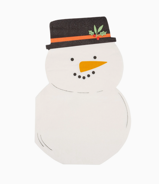 Snowman-shaped product with a black hat and orange carrot on a white background