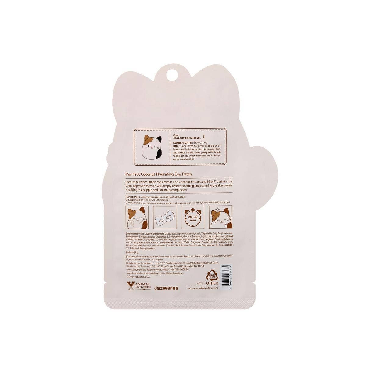 Squishmallows x TONYMOLY Eye Masks: Cam Purrfect Coconut Hydrating