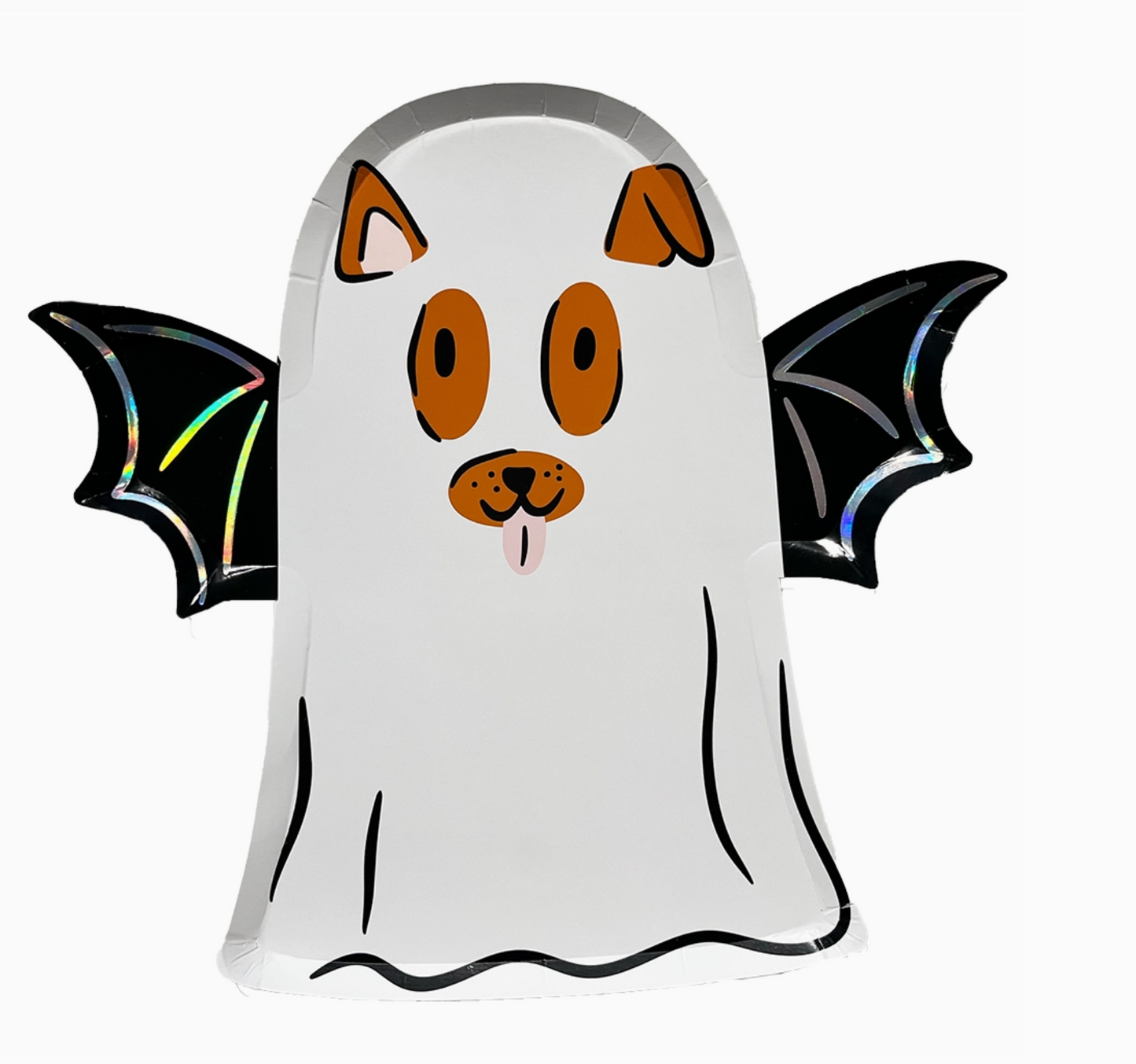Ghost with cat face and bat wings on a white background