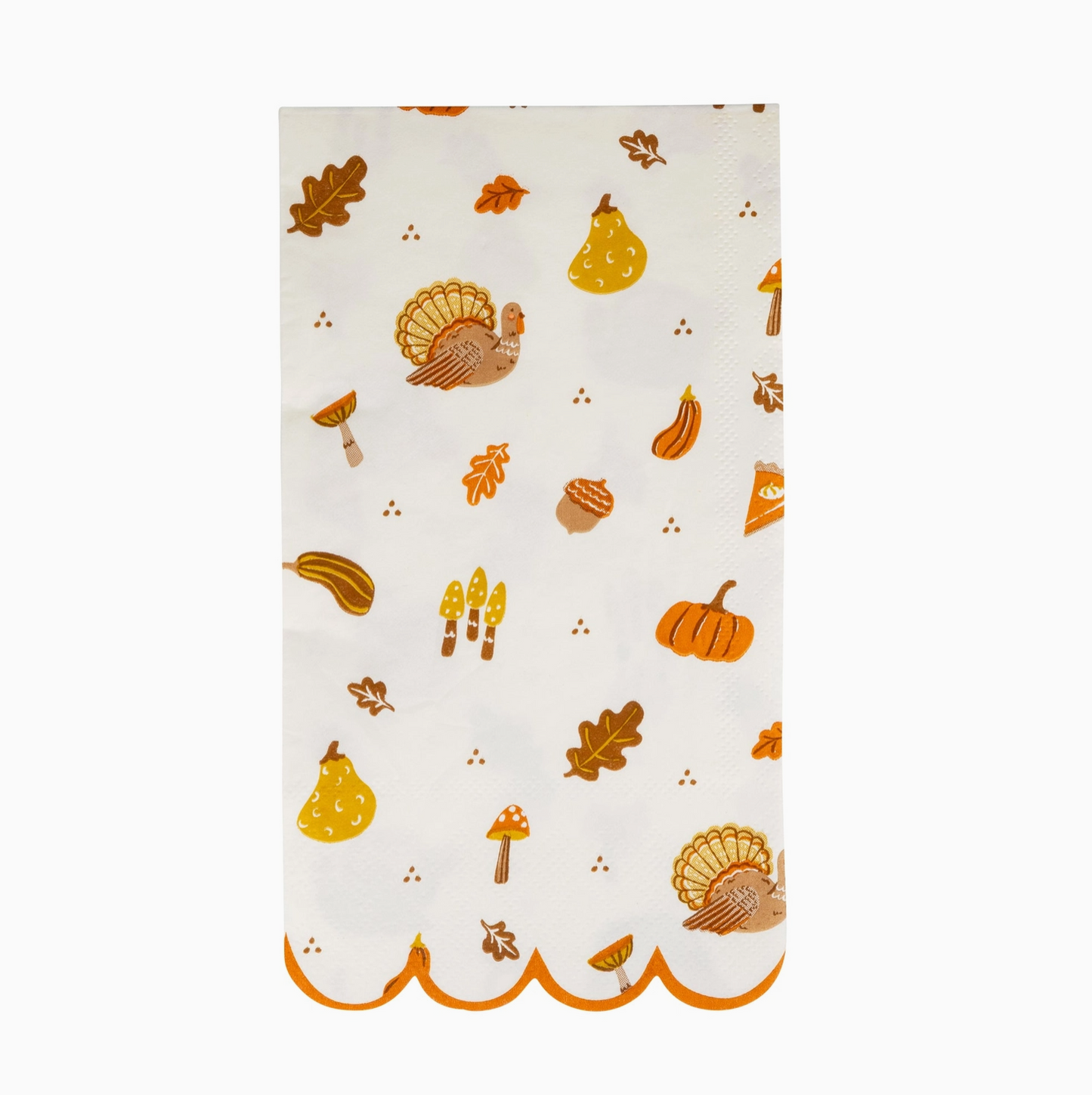 Fabric with autumn-themed pattern on a white background