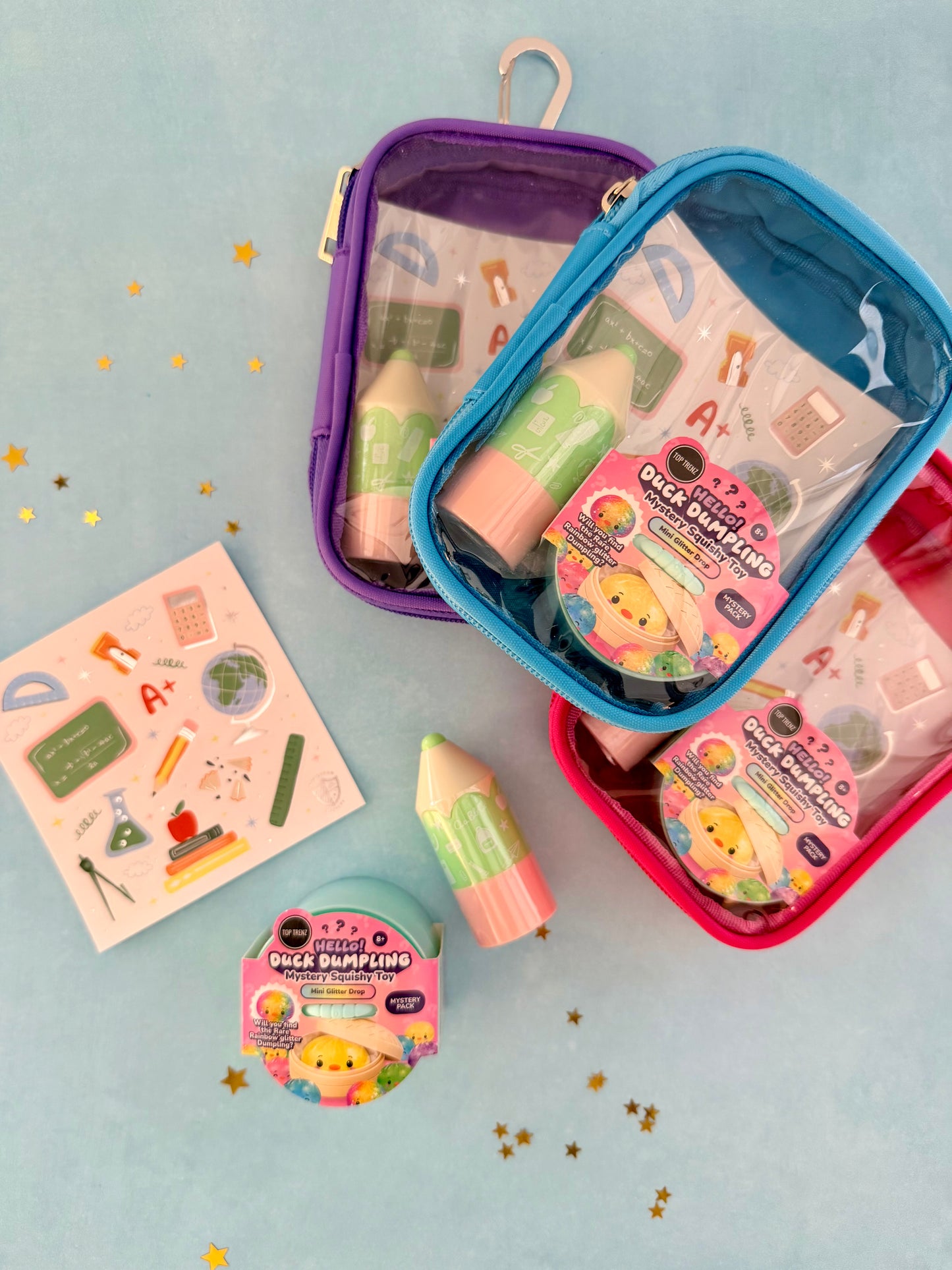 glitz mini backpack pencil case Keychain Bring along Pop DIY Miniature Ariel School Supplies