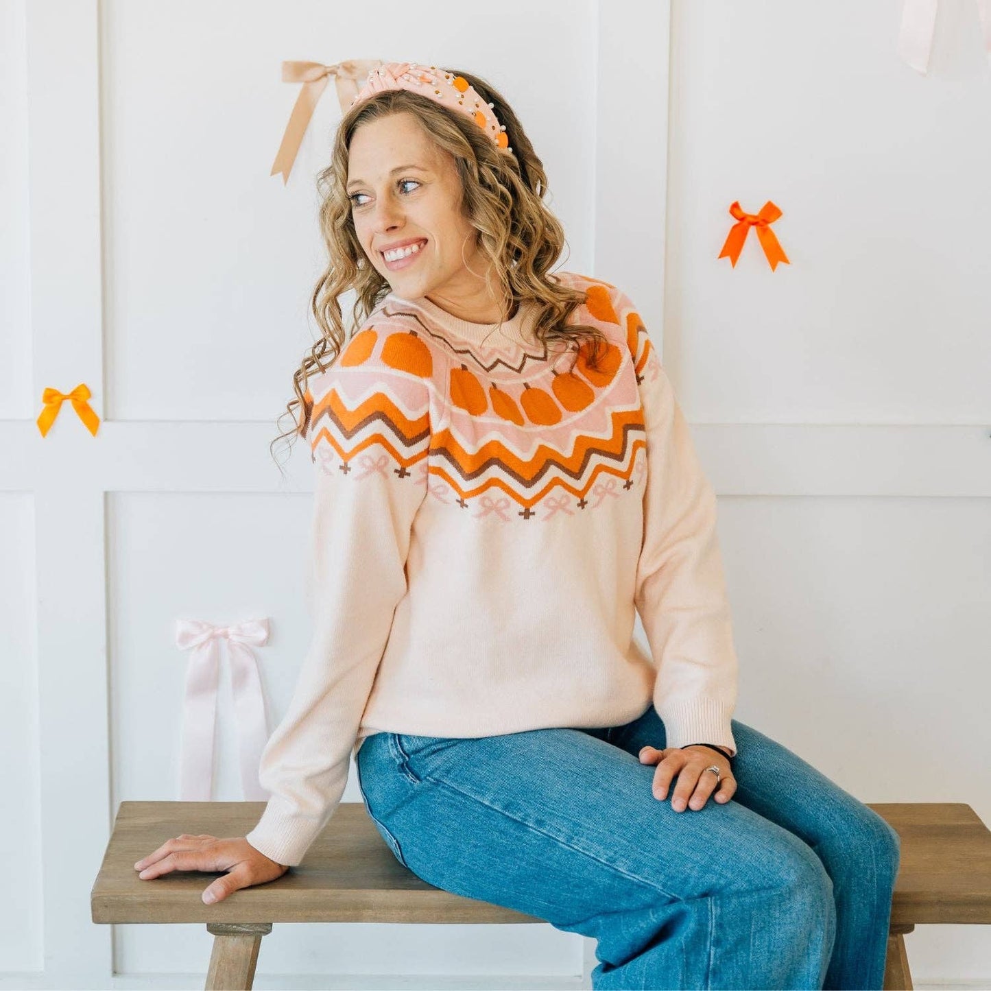 Pumpkin Pearl Gemstone Headband - Kids Hair Accessories: Small