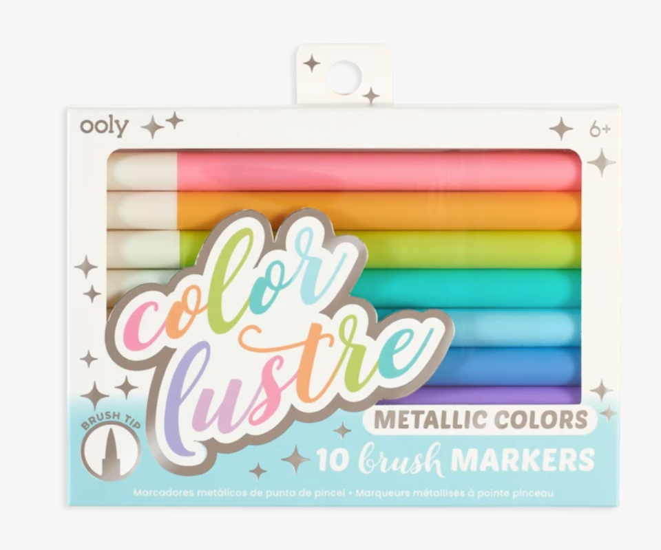 Color Lustre Metallic Brush Markers - Set of 10