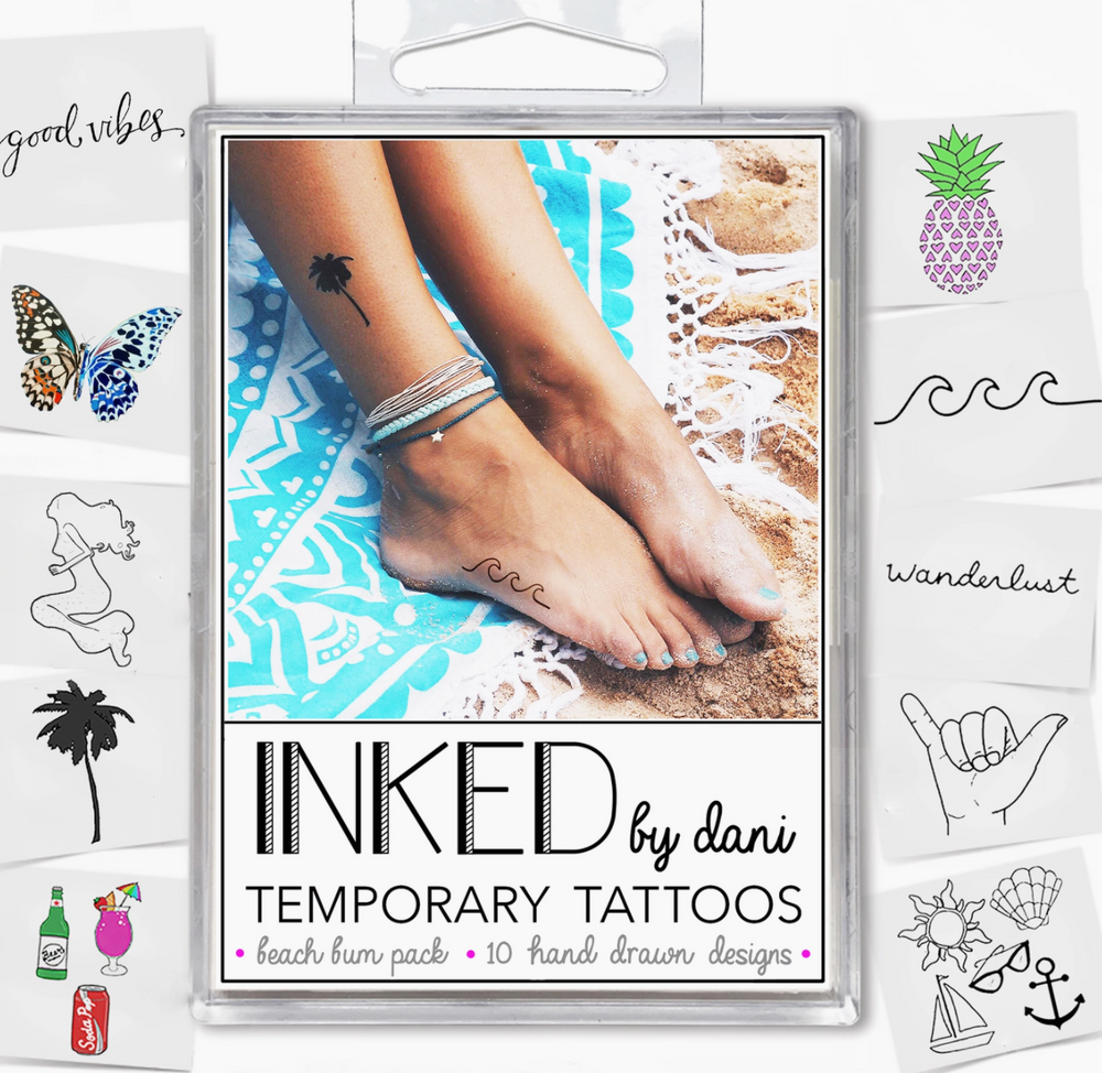 
            
                Load image into Gallery viewer, Inked By Dani - The Beach Bum Temporary Tattoo Pack
            
        