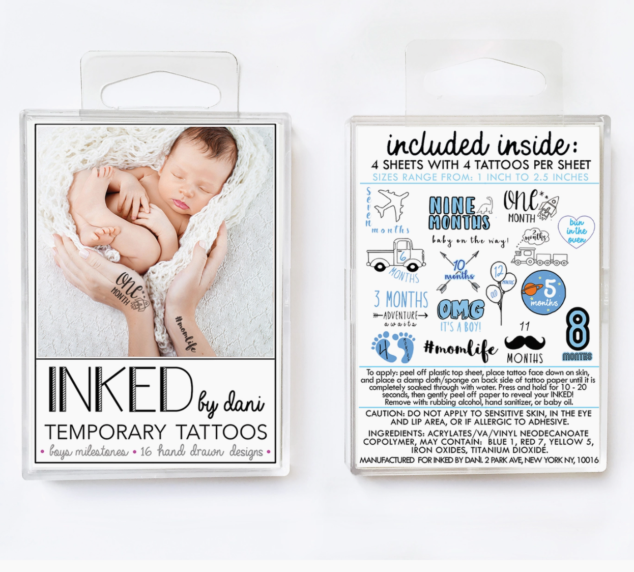 Inked By Dani - Baby Boy Milestone Temporary Tattoo Pack