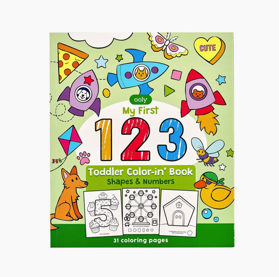Load image into Gallery viewer, 123: Shapes + Numbers Toddler Coloring Book
