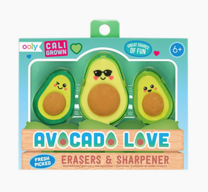 Avocado Love Eraser and Sharpener - set of 3