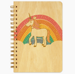 Prancing Unicorn Wood Notebook