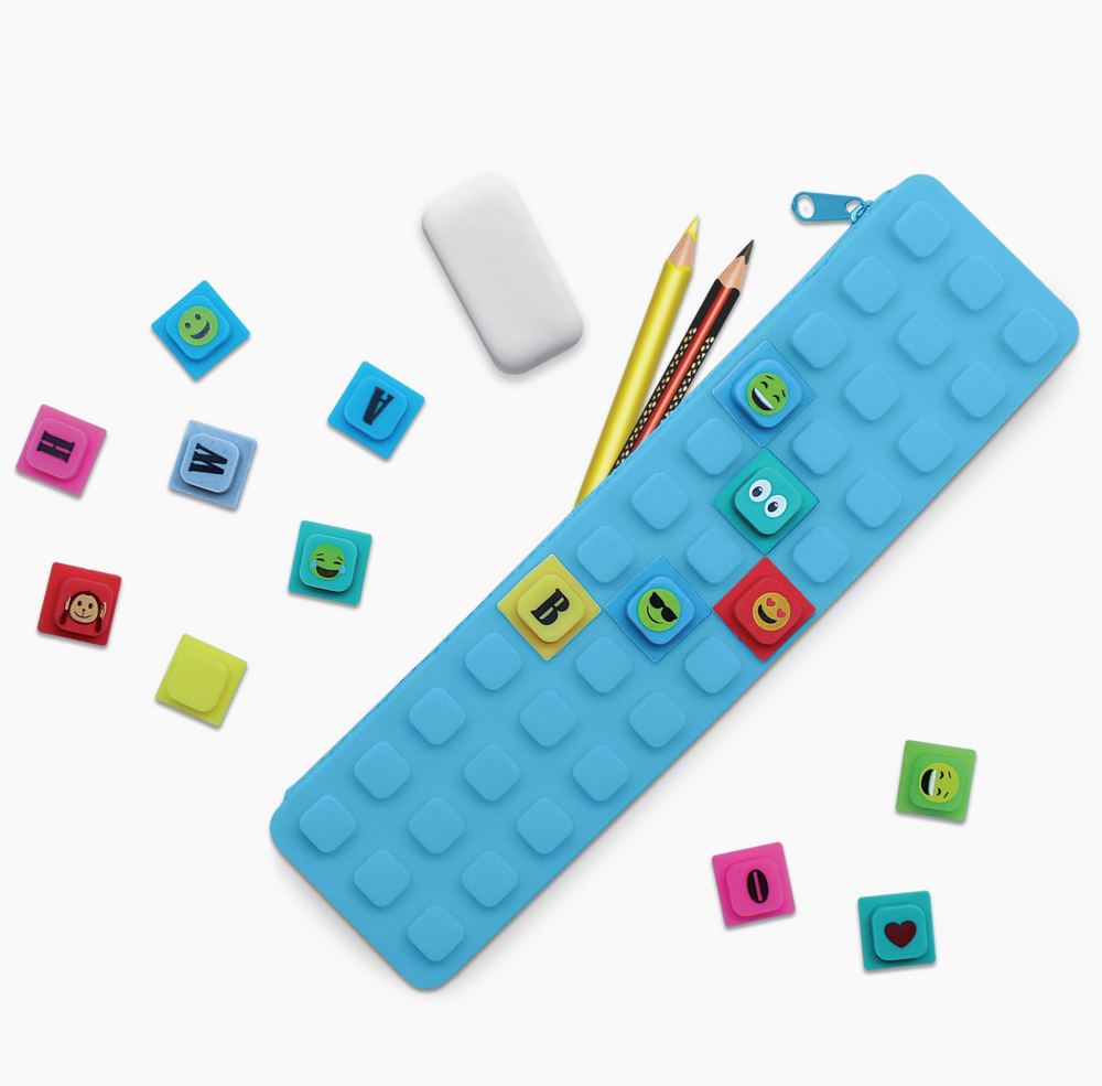 Waff Pencil Case With Cubes - Aqua Blue