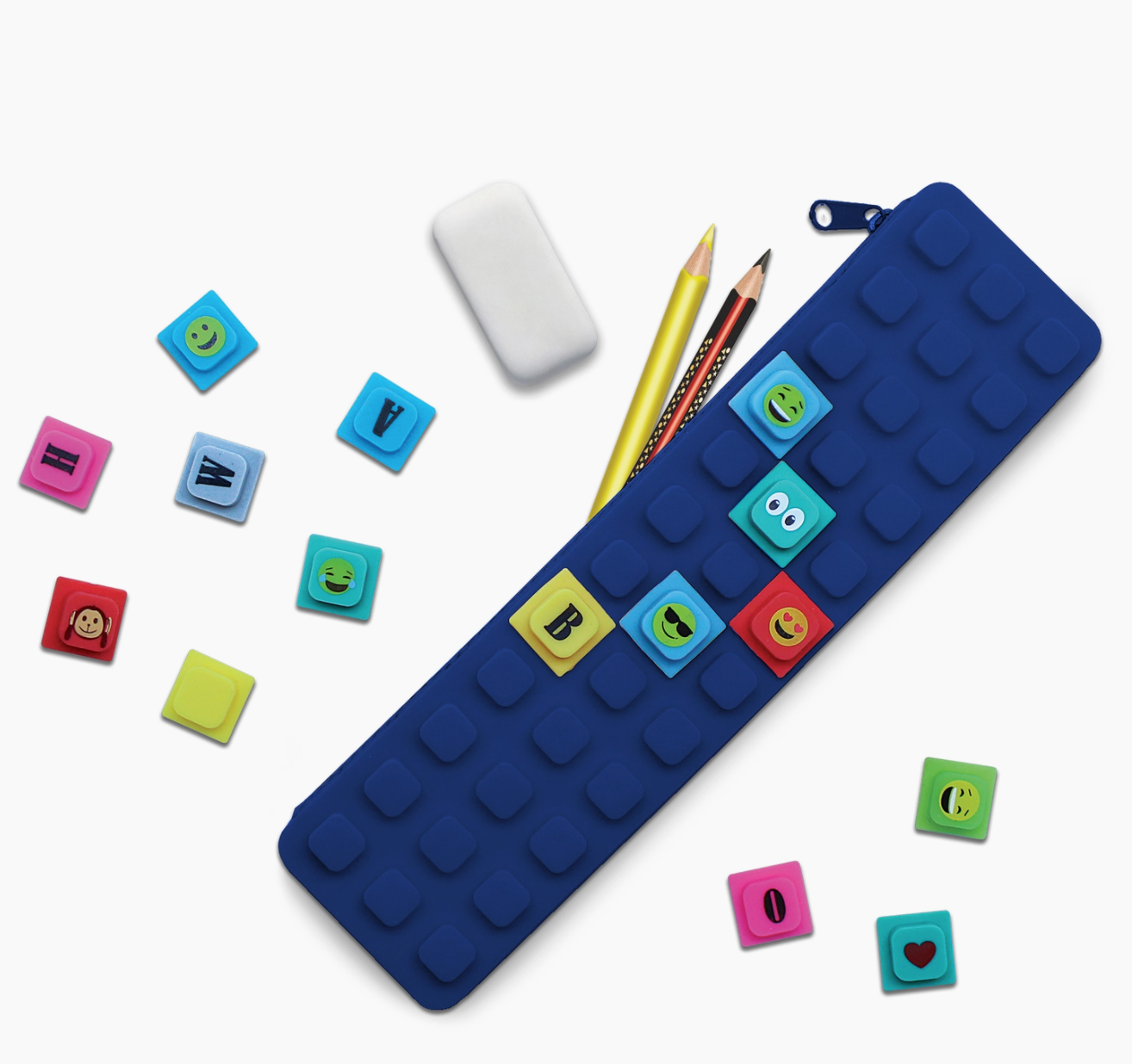 Waff Pencil Case With Cubes - Navy Blue