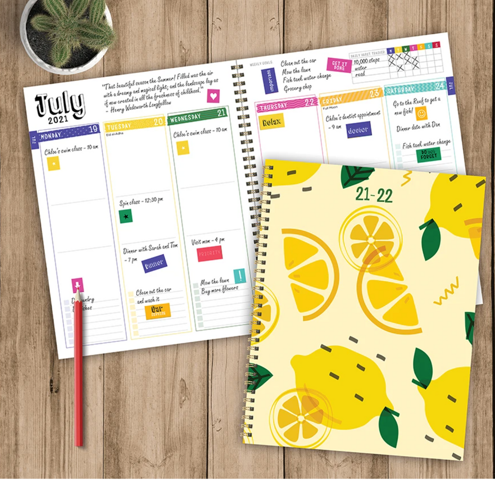 Make Lemonade Large Daily Weekly Monthly Planner + Coordinating Planning Stickers