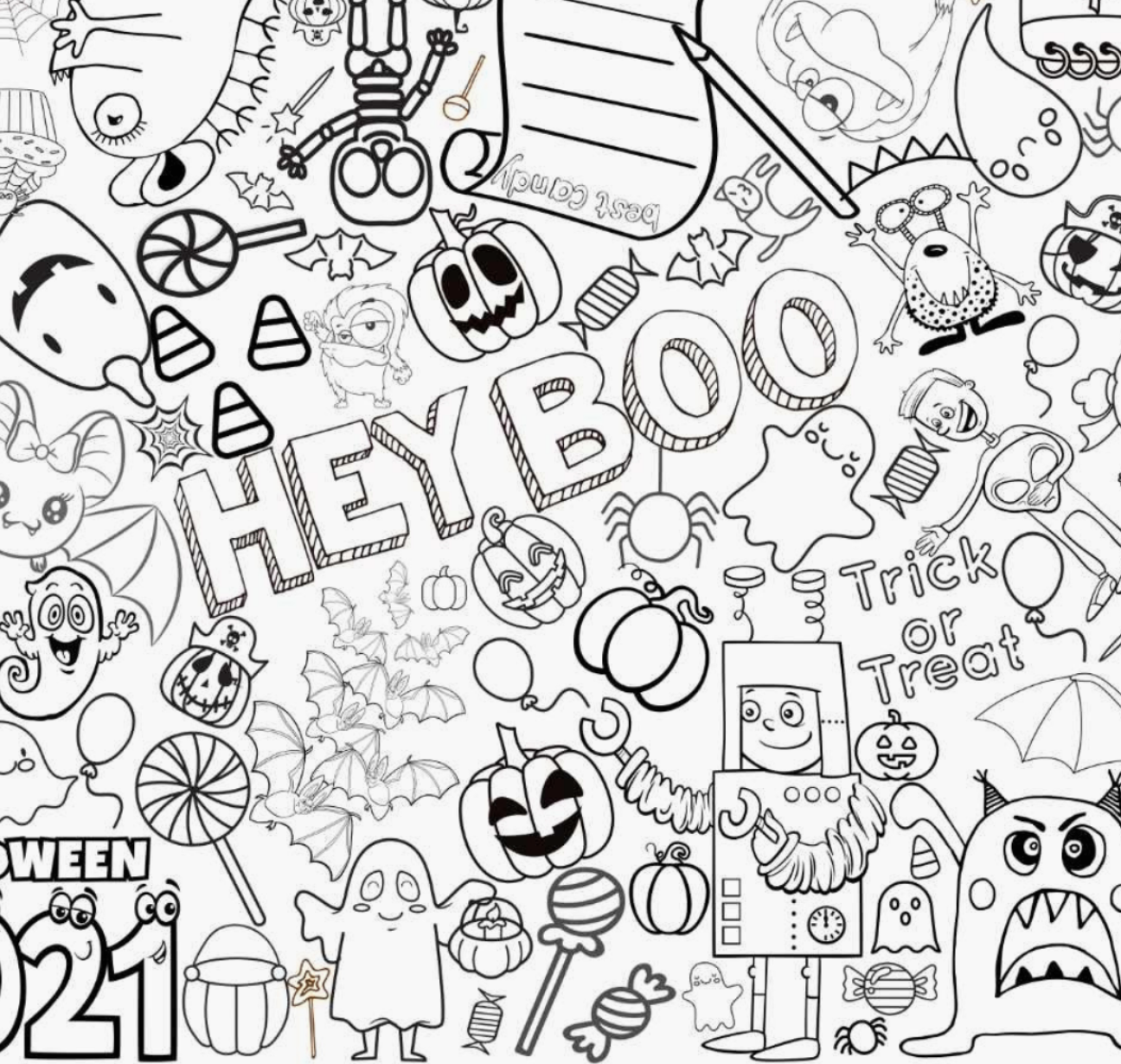 Kids Halloween Coloring Collage Activity Jumbo Table Cover