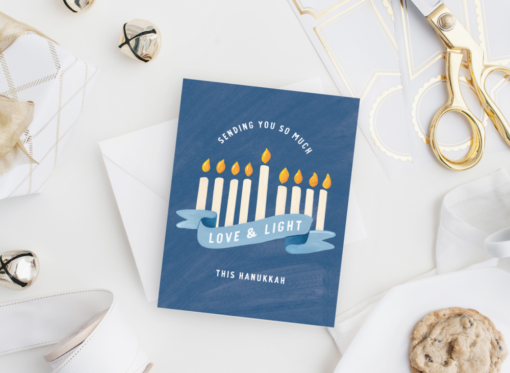 Love and Light Hanukkah Banner Greeting Card