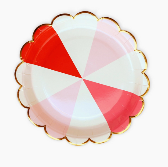 Pink and Red Round Color Block 9" Plates (8ct)