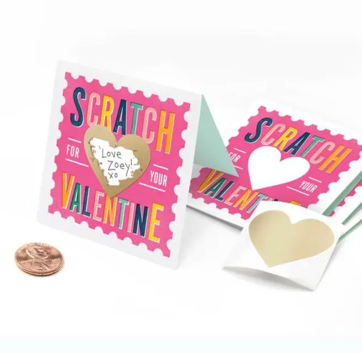 Scratch-off Stamp Valentines Pink 18pk