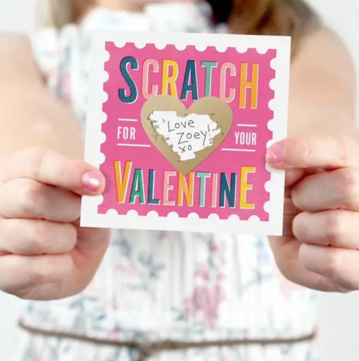 Scratch-off Stamp Valentines Pink 18pk